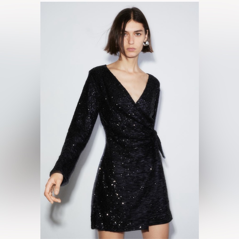 H & M black sequin dress size M